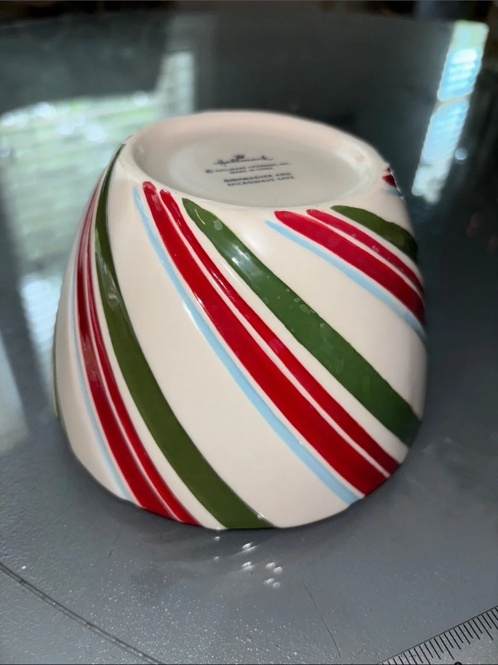 Hallmark Striped Ceramic Bowl dishwasher microwave safe Christmas